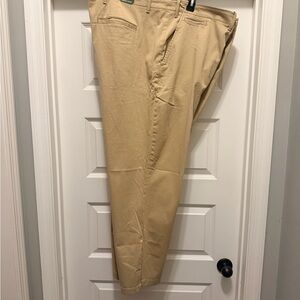 NWT 58 x 30 MUTUAL WEAVE Flat Front Khaki Beige Chino Pants 98 Cotton 2 Spandex
